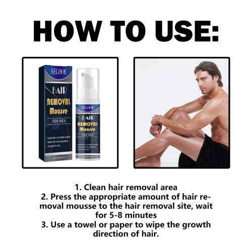EELHOE Mousse Hair Removal For Men, Body Hair Chest Thighs Underarms Gentle Non-Irritating Clean Hair Removal Mousse