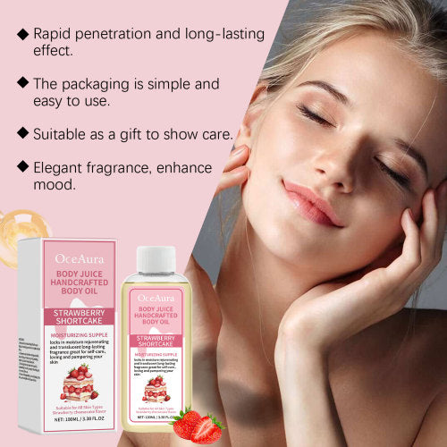 OceAura Strawberry Body Care Oil Refreshing Fragrant Strawberry Gentle Moisturizing Body Skin Essential Oil
