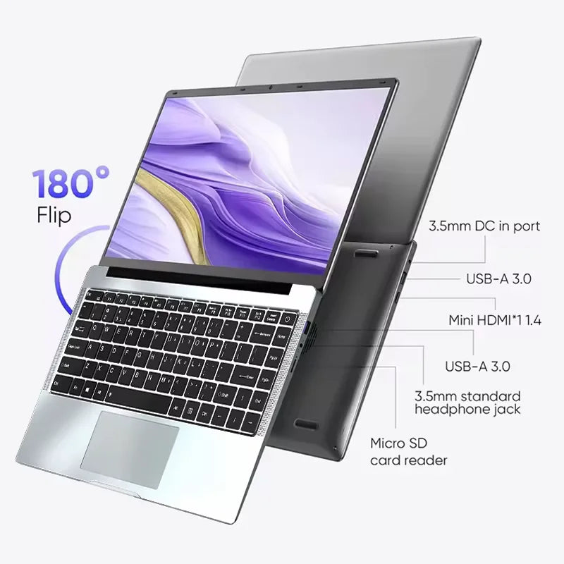 14.1" Portable Windows 11 Laptops Computer Intel Core i7 9850H/i7-8650U 12GB RAM 1TB 2TB SSD Laptops Office Study Notebook PC