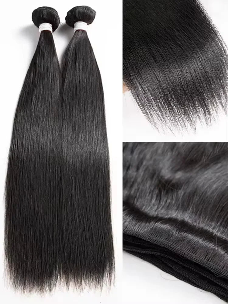 30 40 Inch Straight Bundles Human Hair 16A Remy Brazilian Virgin Weave 1 3 4 Pcs Raw Hair Bundles Extensions For Black Women