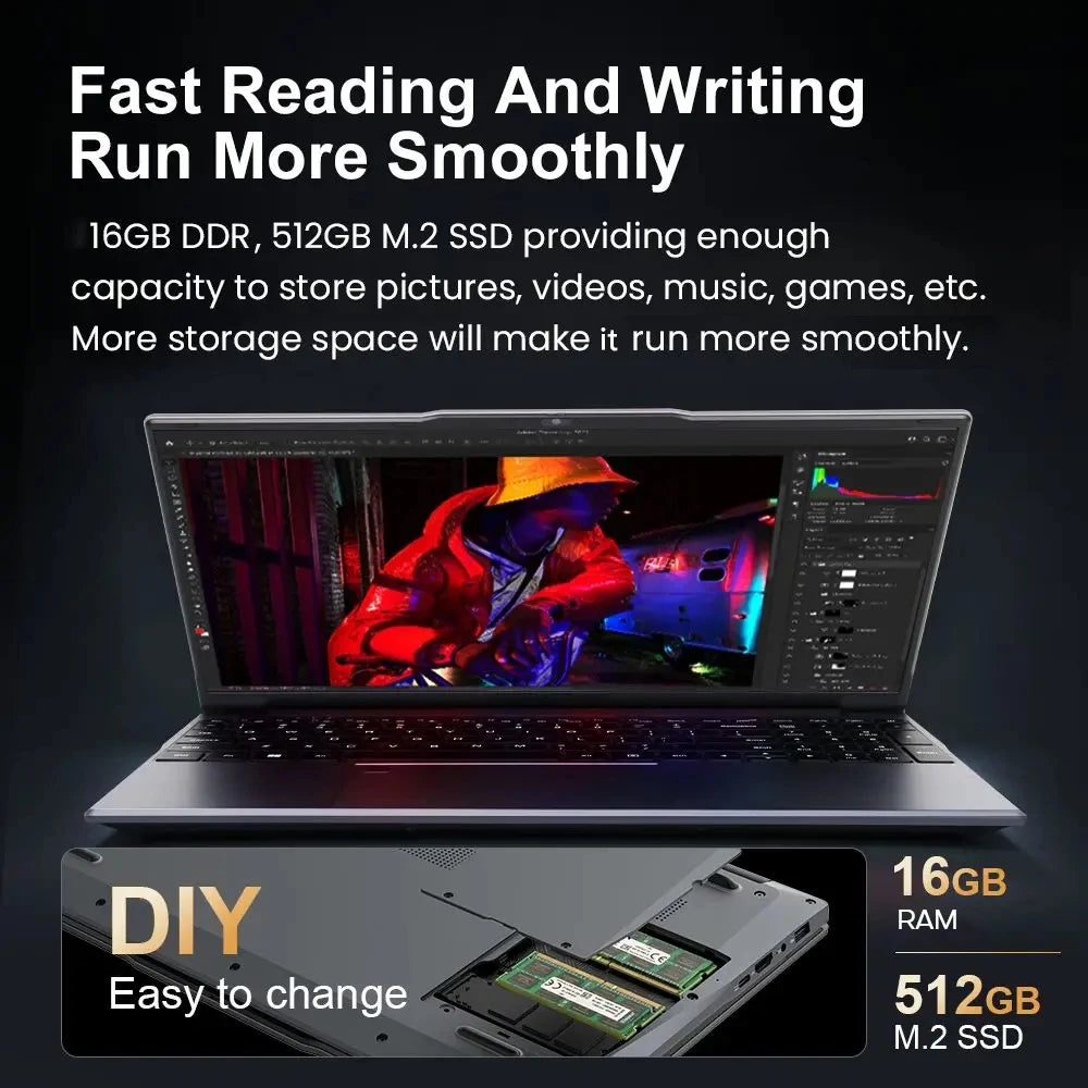 New Windows 11 15.6" Ultra Slim Portable Laptop intel Core i9-9900U 16GB RAM 1TB 2TB SSD Fingerprint Office Gaming Laptop PC