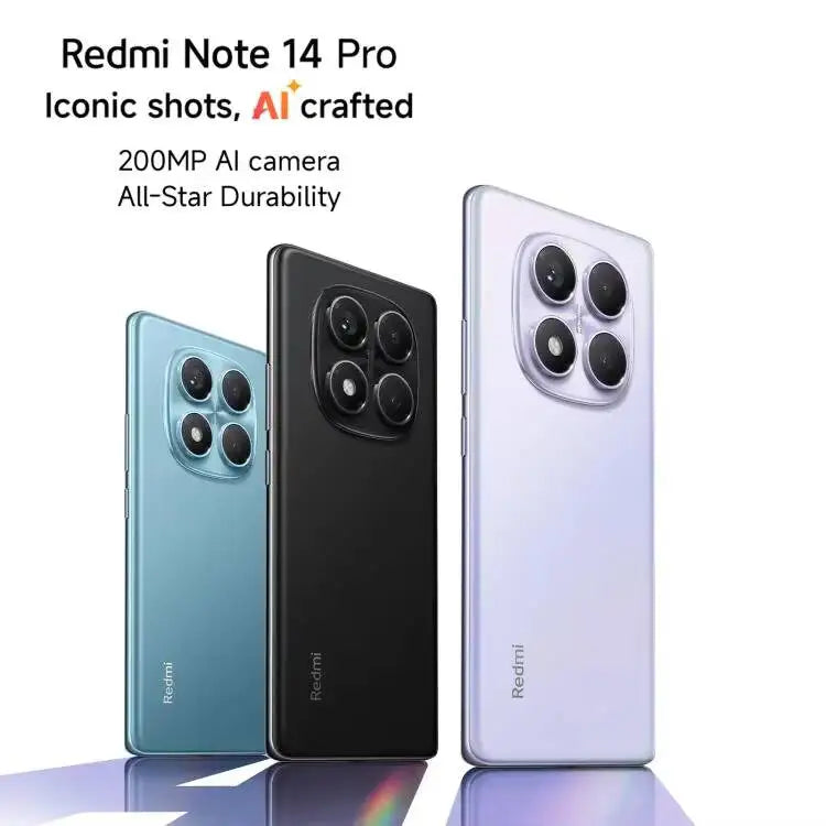 2025 Newest Redmi Note 14 Pro Global Version 5000-5999mAh 12GB+512GB 6.67 Inch 5G Octa Core 120Hz LCD Android 13 Smartphone 30W