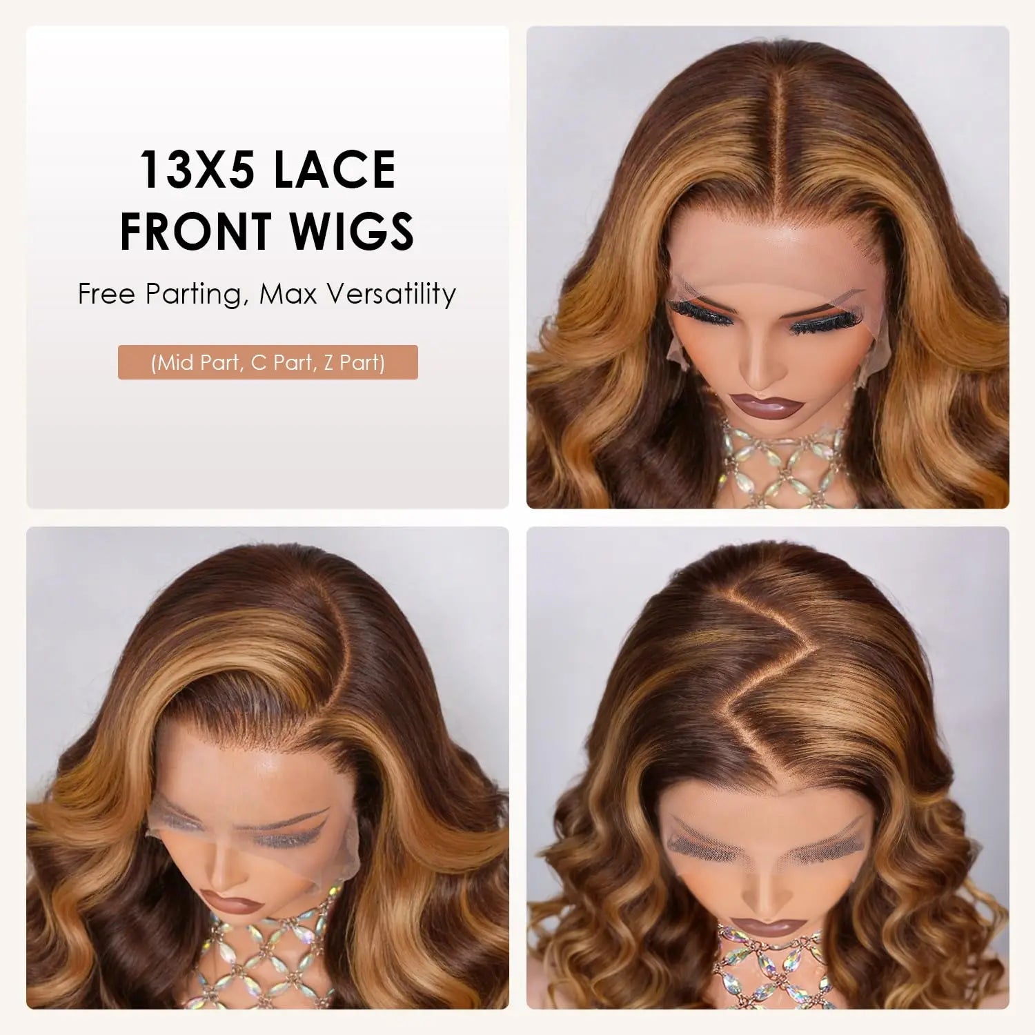 Honey Blonde HD Lace Front Wigs Human Hair Pre Plucked Natural Hairline 180 Density 4/27 Highlights Glueless 16 Inch