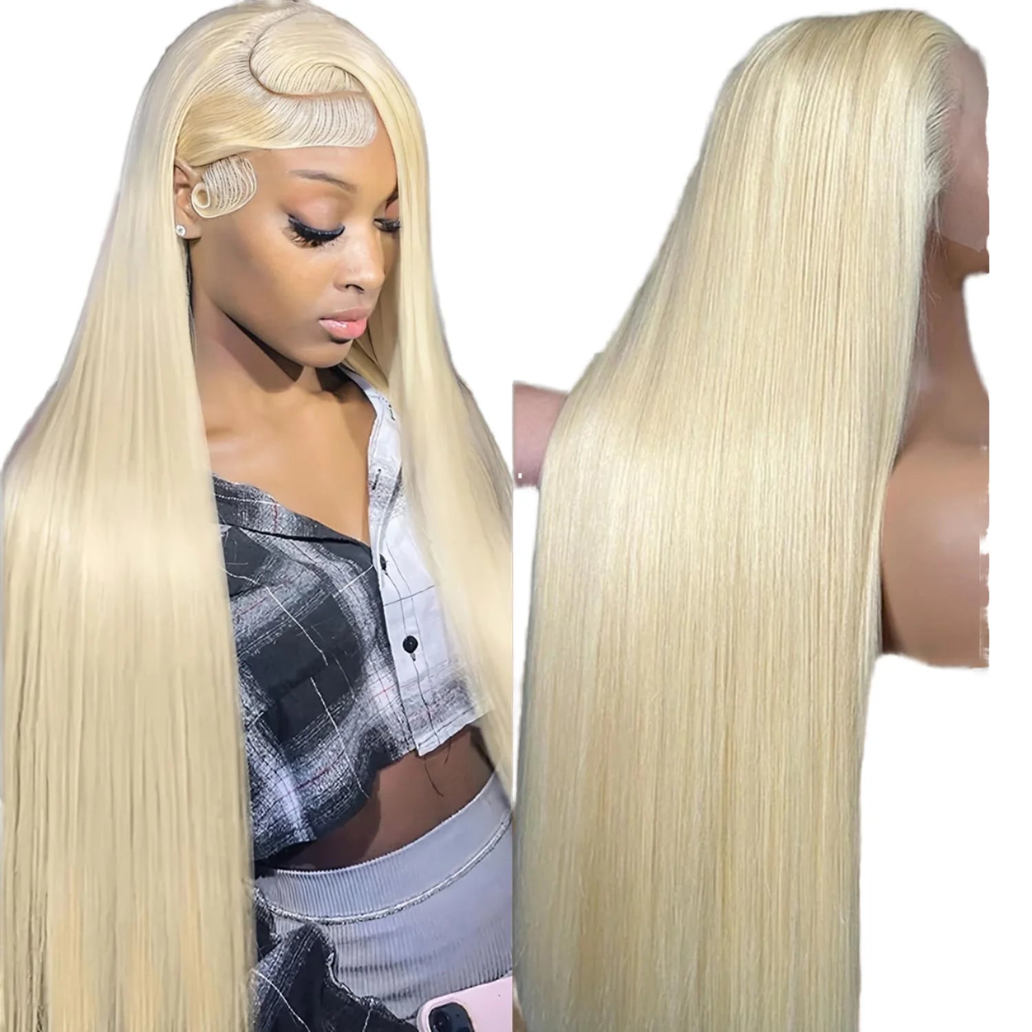 Affordable 613 Blonde Indian Virgin Hair Wig Preplucked Bone Straight 4x4 Closure Wig Vendor Human Hair Lace Wig Human Hair