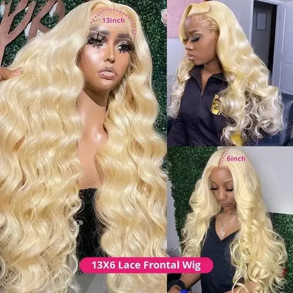 Wholesale Blonde Color Glueless Human Hair Full 13x6 HD Lace Frontal Wig 250% Density Body Wave Lace Front Wig for Black Women