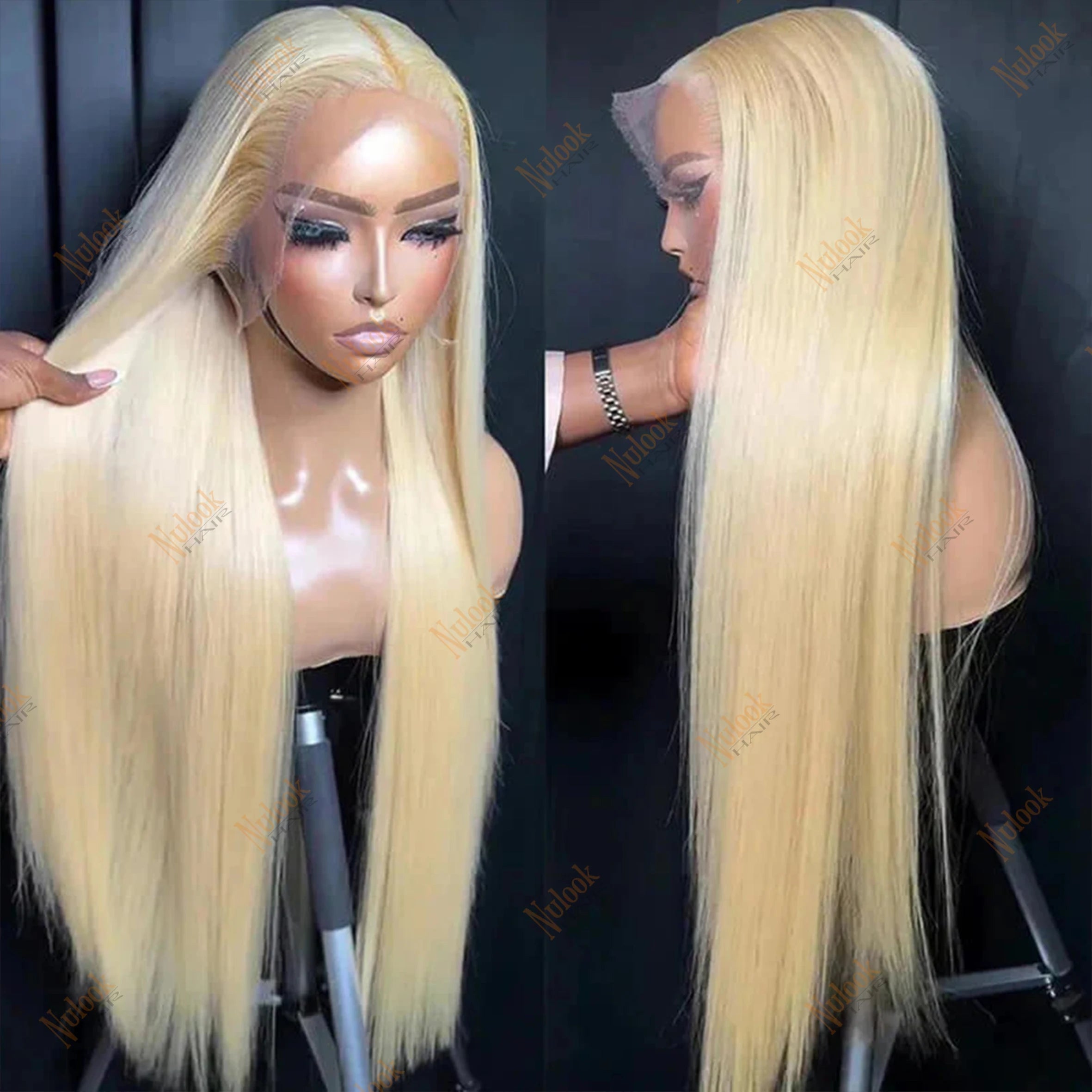 Affordable 613 Blonde Indian Virgin Hair Wig Preplucked Bone Straight 4x4 Closure Wig Vendor Human Hair Lace Wig Human Hair