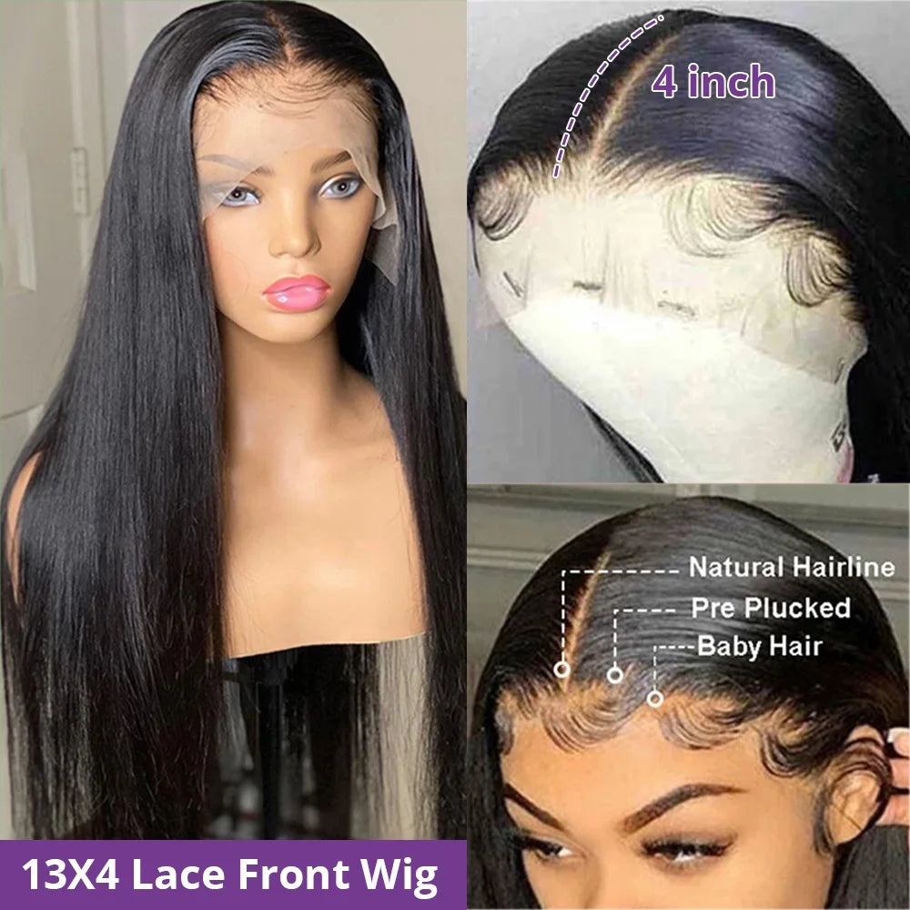 Perruque Lace Frontal 13x4 Bone Straight – Transparente, 30-40 po