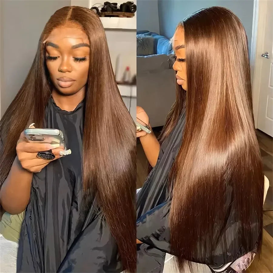 Perruque Lace Front 180% – Brun Chocolat avec Baby Hair