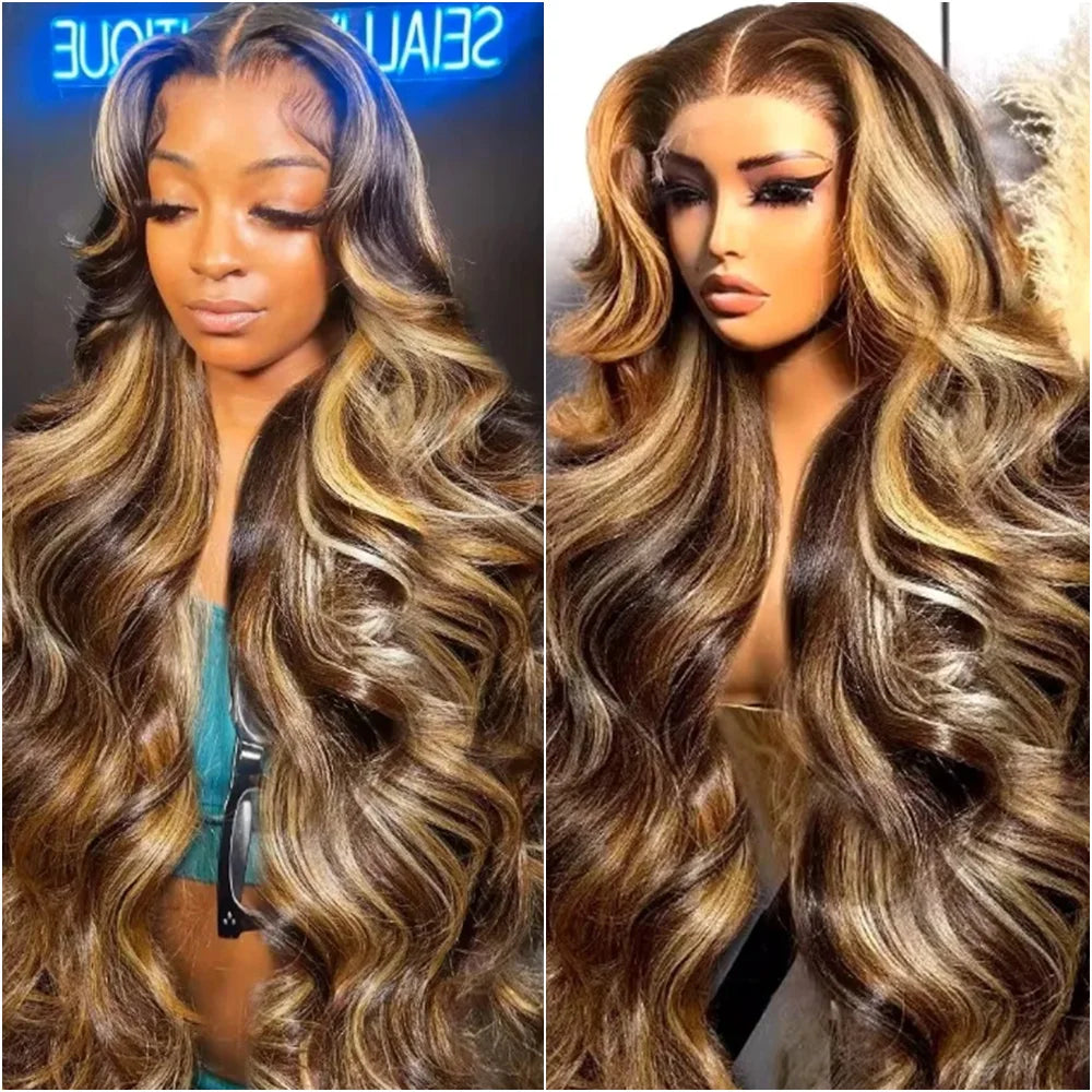 40 Inch 13x6 13x4 HD Transparent Lace Front Wig Body Wave Colored Human Hair Wig for Women Brazilian 4/27 Blonde Preplucked Wigs