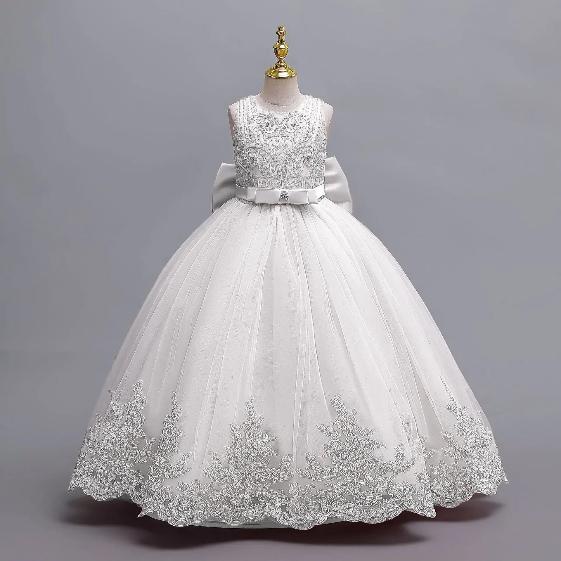 Embroidery Girl Evening  Party Dress Girls' Long Clothes Child Elegant Dresses 4-12Y