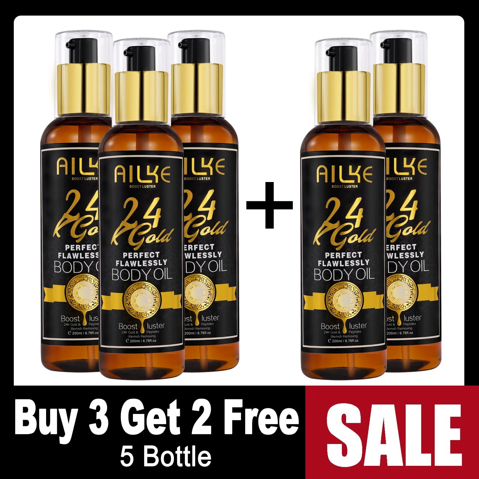 AILKE 24k Gold Flawlessly Whitening Skin Care Set For All Skin Type, Moisturizer, Reduce Black Spots, Smoothing, Brightening