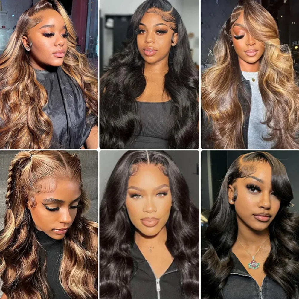 40 Inch 13x6 13x4 HD Transparent Lace Front Wig Body Wave Colored Human Hair Wig for Women Brazilian 4/27 Blonde Preplucked Wigs