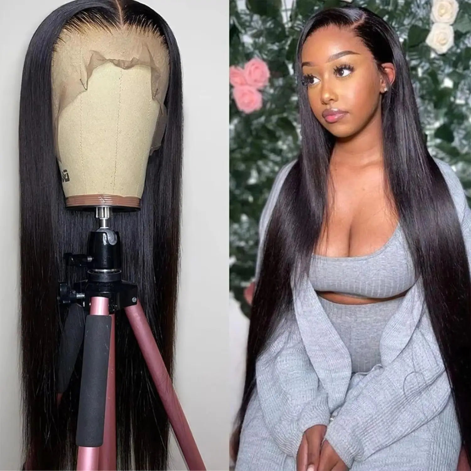 Perruque Lace Frontal 13x4 Bone Straight – Transparente, 30-40 po