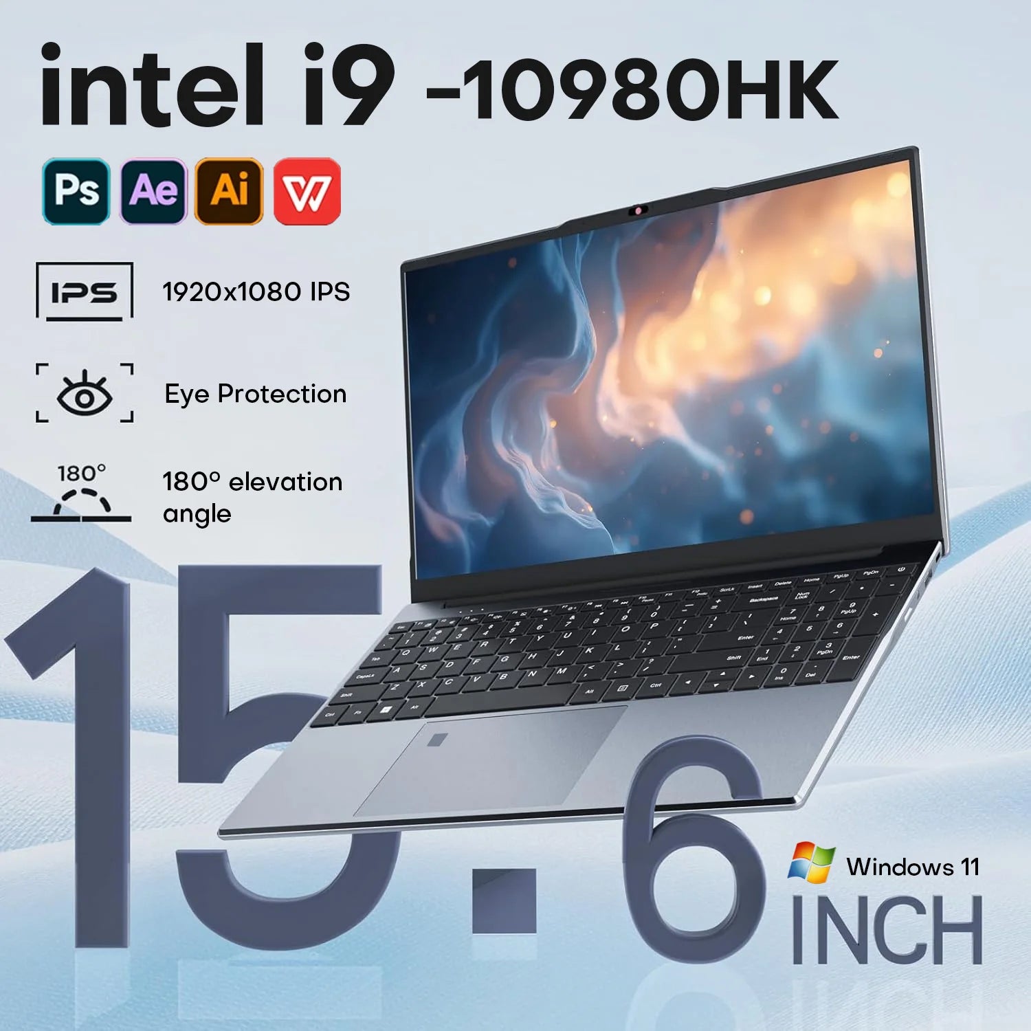 2026 Intel i9 10980HK Gaming Laptop Computer Windows 11 Fingerprint Unlock PC Gamer 16GB RAM 15.6" Backlight Notebook PC Laptops