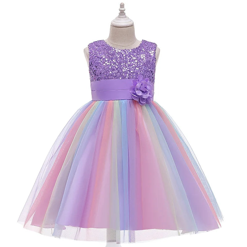 Girls' embroidered princess dress 4-12 years old lace sleeveless mesh cake dress high-end performance dress for banquet hosts