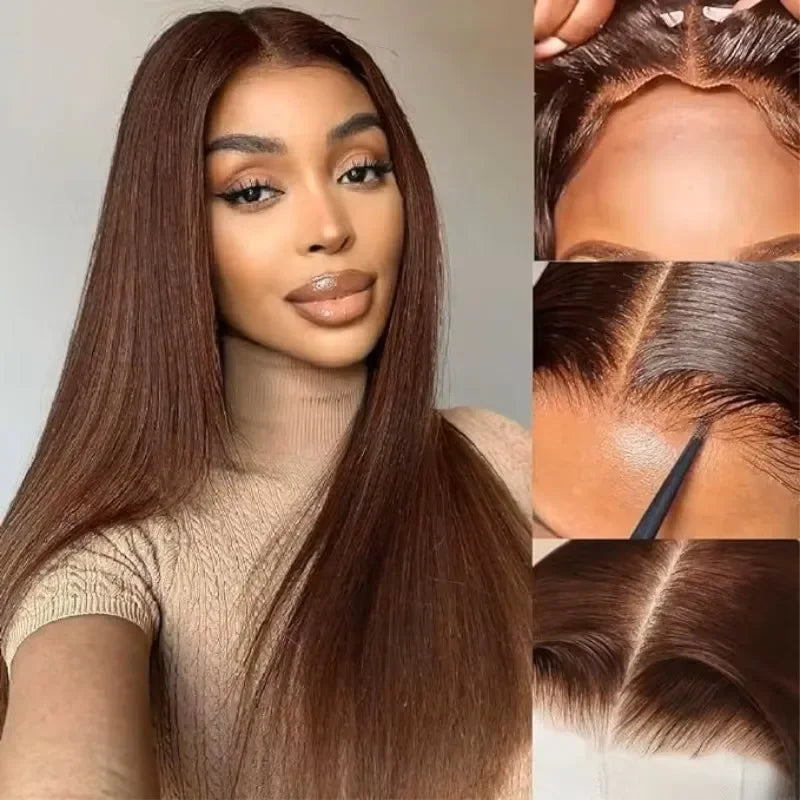 Perruque Lace Front 180% – Brun Chocolat avec Baby Hair