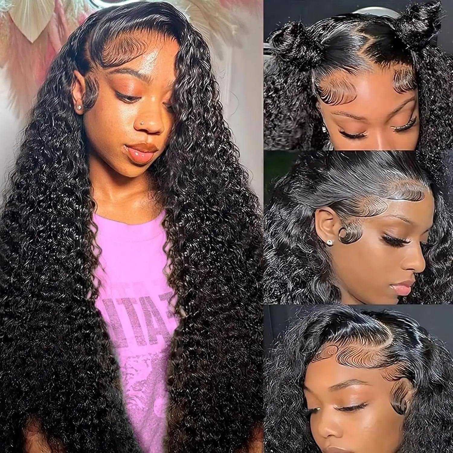 Deep Wave Human Hair wig 13x6 HD Lace Front Wig 200% Density Curly Human Hair Wig For Woman Pre Plucked